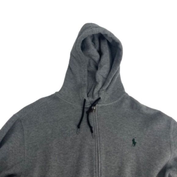 Vintage Polo By Ralph Lauren Hoodie Mens Large Grey Black Fleece Sweatshirt Zip - Picture 2 of 10